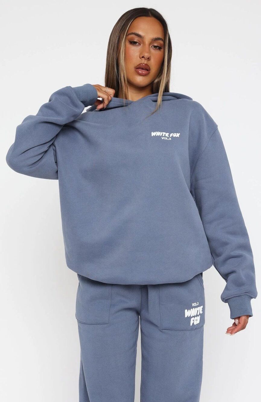 White Fox Vol.3 Ocean Puff Print Logo Oversized Offstage Hoodie Sweatshirt S/M
